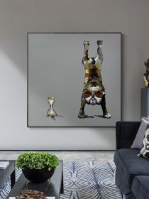 Hand Painted Abstract Upside Down Dog Wall Art Poster and Print Canvas Painting Creative Living Room Decor Picture