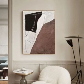 Large Brown Abstract Art Black White Texture oli Painting Wabi-Sabi Wall Art Minimalism Textured Art Black Wall Painting Brown Canvas Painting