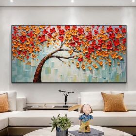 Abstract Tree of Life Oil Painting on Canvas Large Wall Art Original Red Minimalist Wall Art Custom Painting Boho Living Room Home Decor
