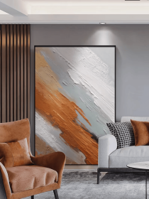 Abstract Orange White Beige Gray Painting Wall Art Large 3D Thick Texture Art Original Hand Painting Gift Canvas Painting for Living Room