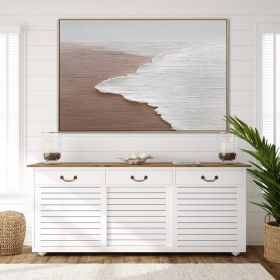 Landscape Textured Beach White Waves Acrylic Painting Oversized Art Custom Rectangle Modern Wall Art Extra Large Handmade Painting on Canvas