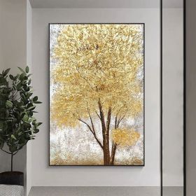 Abstract Golden Tree Oil Painting on Canvas Large Wall Art Original Minimalist Art Custom Painting Gold Wall Decor Living Room Home Decor