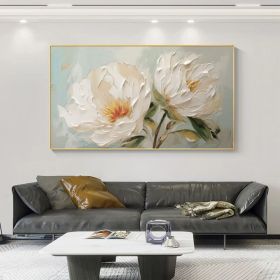 Minimalist Flower Oil Painting on Canvas Large Wall Art Original Abstract Floral Wall Art White Decor Custom Painting Living Room Home Decor