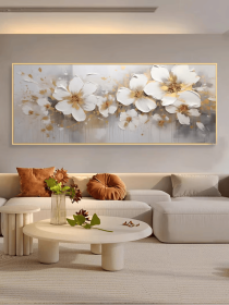 Large White Flowers on Branch Large Wabi-Sabi Japandi Style 3D Thick Texture Wall Art Contemporary Landscape Palette Knife Canvas Painting