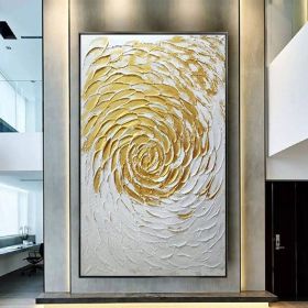 Hand Painted Abstract Oil Painting Gold White Cyclone Textured Wall Art Abstract Art On Canvas Living Room Fedex Shipping Cost