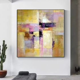 Handmade Oil Painting Abstract Architectural Pattern Textured Wall Art Colorful Art On Canvas For Home Decor And Office