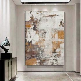 Hand Painted White And Brown Abstract Oil Painting On Canvas Large Original Hand Painted Canvas Wall Art Modern Minimalist Wall Art For Living Room