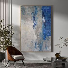 Handmade Oil Painting Blue And Grey Abstract Painting On Canvas Colorful Acrylic Art Modern Painting Wall Art For Home Decor And Office