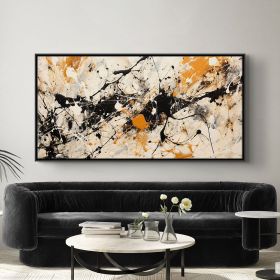 Handmade Oil Painting Abstract Painting Black And Orange Acrylic Painting On Canvas Modern Art Wall Art For Home Decor And Office