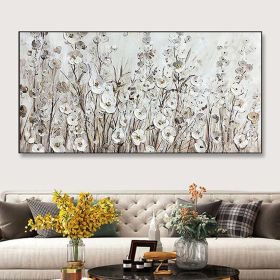Handmade Oil Painting Abstract Art Modern White Spring Flowers On Canvas Heaven Textured Painting Knife Flower Painting Wall Decor Art