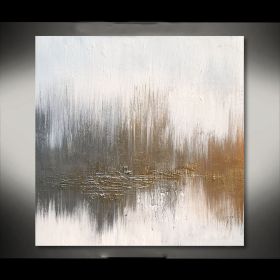 Handmade Oil Painting Abstract Painting On Canvas Wall Art Soft Shades Of Metallic Gold And Silver Original Art Created Home Decor