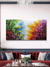 Blue Green Red Yellow Purple Tree Original Art Custom Abstract Modern Wall Art Extra Large Handmade Painting on Canvas Home Decor Art