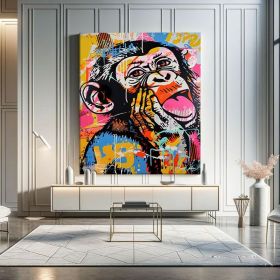 Monkey Wall Art Kids Animal Graffiti Canvas Art Funky Figure Wall Art Street Art Framed Funky Hand Painted Oil Painting Street Art Canvas Monkey Gift