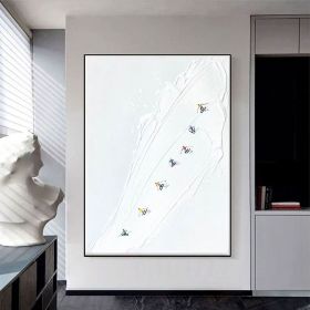 Original Ski Sport Painting on Canvas White Texture Wall Art Personalized Gift Skier on Snowy Mountain Art White Snow Skiing Art