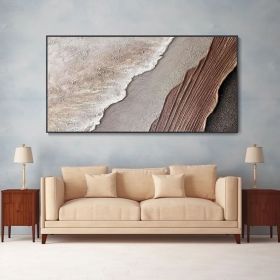 Earth Tone Waves Art 3D Minimalist Ocean Painting on Canvas Textured Wall Art Wabi-Sabi Wall Art Living Room Painting Fashion Room Decor