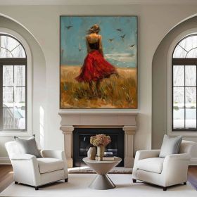 Modern wall art Abstract Lady Framed Woman painting Woman Canvas Art Original colourful Wall Art Girls seeking freedom wall art Unique gift