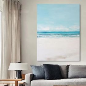 Large Sky and Sea Oil Painting Original Beach Abstract Canvas Art,Blue Sky and Ocean Canvas Painting Seascape Painting Home Office Wall Art