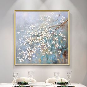 Large Original Hand-Painted White Flower Oil Painting On Canvas Floral Painting Boho Wall Art Modern Large Home Decor Living Room Wall Art