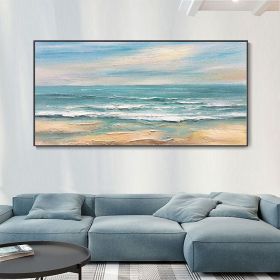 Hand Painted Large Ocean Seascape Canvas Oil Painting Beach Waves Texture Painting Sunrise Landscape Wall Art Custom Vacation Souvenir Gift