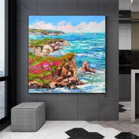 Handmade Oil Painting Blue Ocean Irish Seascape Painting Original Art Impasto Oil Painting Ireland Original Abstract Painting On Canvas Wall Art