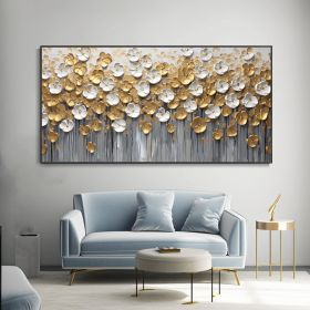Original Gold Floral Abstract Handmade Oil Painting Designer Limited Gold Leaf Painting Modern Light Luxury Canvas Wall Art Room Wall Home Decor Gift