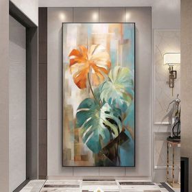Hand Painted Original Green Leaf Oil Painting On Canvas Large Wall Art Abstract Plant Art Minimalist Art Custom Painting Modern Living Room Decor Gift