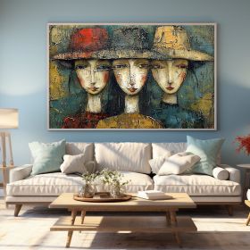 Hand Painted Abstract Cartoon Characters Oil Painting On Canvas Original Portraits Wall Art Colorful Figure Painting Large Living Room Wall Art Decor