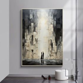 Handmade Oil Painting Being With Someone You Love Original Abstract Figure Painting Couple Painting On Canvas Living Room Wall Art Painting