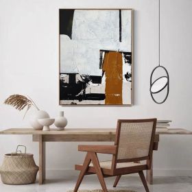 Large Hand Painted Abstract Oil Painting On Canvas Original Minimalist Canvas Wall Art Modern Black And White Wall Art For Living Room Bedroom Decor
