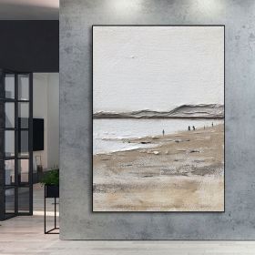 Large Handmade Oil Painting Wall Art Textured Abstract Painting Beach Beige Textured Painting Abstract Art Landscape Canvas Painting For Living Room