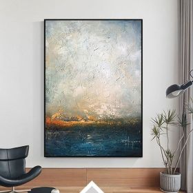 Hand Painted Abstract Oil Painting On Canvas Modern Colorful Acrylic Oil Painting Yellow And Blue Wall Art Large Wall Art For Home Decor
