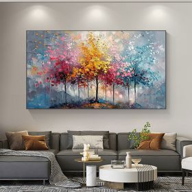 Abstract Landscape Oil Painting on Canvas Textured Wall Art Rainbow Tree Painting Textured Painting Abstract Wall Art Textured Wall Decor Gift