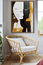 Extra Large White Black abstract Face painting on canvas Original Oil Painting Living Room Wall Art Trendy Wall Art Apartment Wall Decor