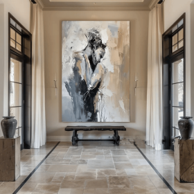 black art Abstract Lady Framed Woman painting Original black Wall Art Woman Canvas Art Faceless Portrait Painting Lovers' decor oil painting