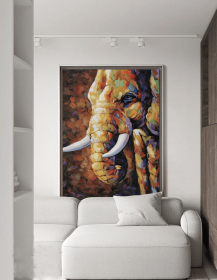 Large bstract Elephant Oil Painting on Canvas Original Hand painted Elephant Canvas Art Modern Textured Animal Wall Art for Living Room