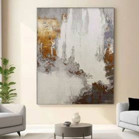 Gray and Brown Abstract Oil Painting on Canvas Large Original Hand Painted Canvas Art Modern Textured Wall Art for Living Room Home Decor