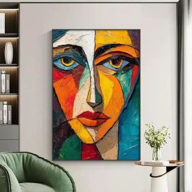 Original Colorful Portrait Oil Painting on Canvas Abstract Pretty Female Model Painting Large Wall Art Custom Bedroom Wall Decor Gift