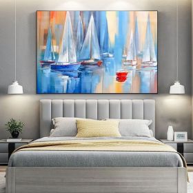 Large Abstract Sailboat Oil Painting on Canvas Original Nautical Sailboat Wall Art Hand Paint Ship Painting Modern Seascape Sunset Wall Art