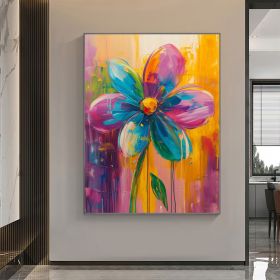 Abstract Colorful Flower Oil Painting on Canvas, Large Wall Art Original Floral Art, Custom Painting Living Room Home Decor Gift Fancy Art