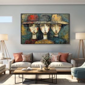 Original Little Girls Oil Painting on Canvas Large Wall Art Abstract Figure Painting Texture Wall Art Modern Wall Decor for Living Room