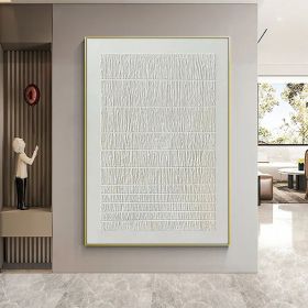 White Minimalist Oli Painting 3D Texture Wall Art White Abstract Painting on Canvas White Wall Art white Textured painting Living Room Wall Art