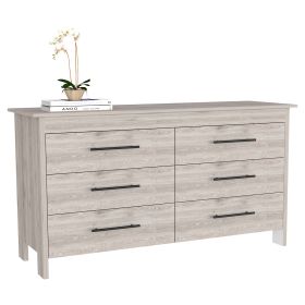 Paris Six Drawer Double Dresser, Four Legs, Superior Top