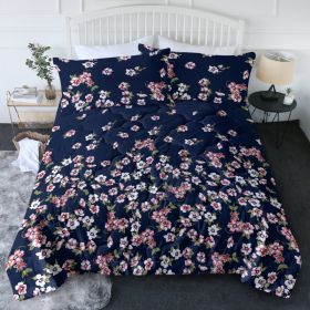 Black Floral Comforter Set Queen Size, Red White Flowers Bedding Sets, 3 Piece, 1 Comforter (90"x90") and 2 Pillow Shams (20"x36") (Option: 52611523)