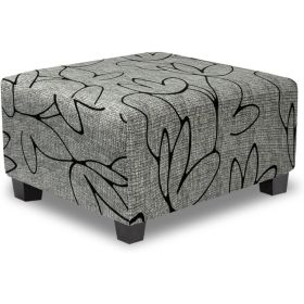 Square Ottoman Cover Large, Printed Stretch Slipcover For Footrest Stool With Soft Fabric And Non Slip Elastic Bottom, Lotus (Option: MULTI)