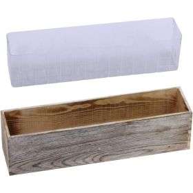 Wood Planter Box 1 PCS, 17.3x3.9x3.9 Inch Whitewashed Rectangular Wooden Box With Inner Plastic Liner For Floral Decor (Option: MULTI)