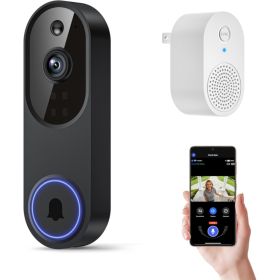 1080P Wi-Fi Video Doorbell Camera With Two-Way Audio & Night Vision (Option: Black)