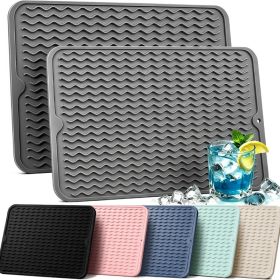 2 PACK  Dish Drying Mat For Kitchen Rack Waterproof Sink Placemats  Bar Accessories Holder  Home Dining Decor (Option: Grey)