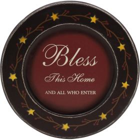 Vintage Bless This Home Wooden Decorative Plate, 9.75 Inch Retro Display Wall Art For Rustic Farmhouse Home Decor (Option: MULTI)