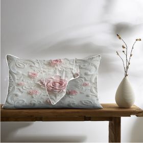 2pcs Rose Palace Style Bedroom Satin Print Soft And Skin Friendly Pillowcase (Option: 66x51cm-Pink)