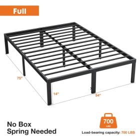 Heavy Duty Metal Bed Frame with Sturdy Steel Slat Support, No Box Spring Needed (Option: FULL)